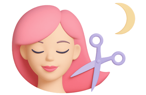 Woman with scissors and a crescent moon — Moonly Journal article cover